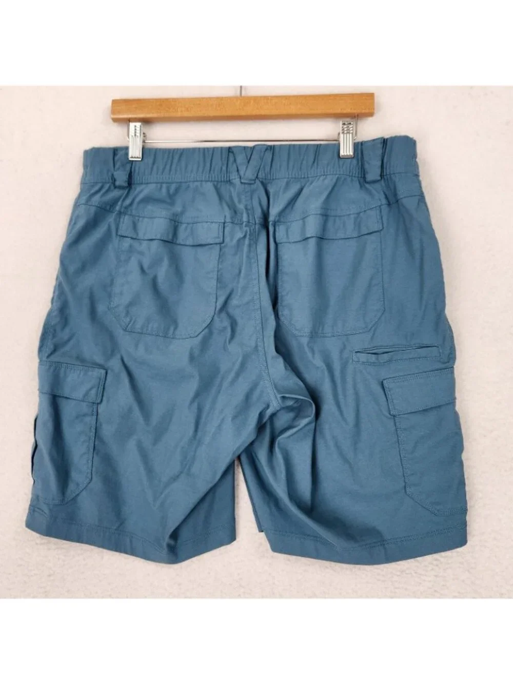 Duluth Trading Shorts Womens 14 Blue Cargo Mid Rise Hiking Outdoor Stretch - Picture 7 of 11